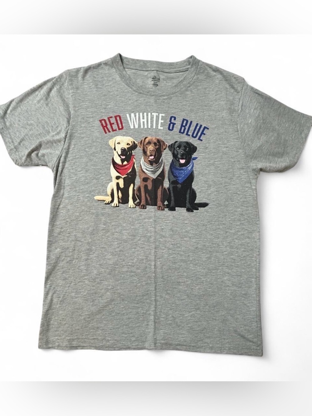 Gray 'Red White & Blue' Dogs Graphic Tee - Brand Unknown